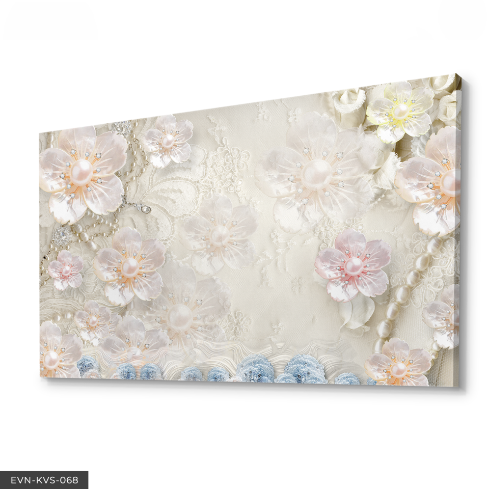 Incili Çiçek Tek Parça Kanvas Canvas Tablo Tablo