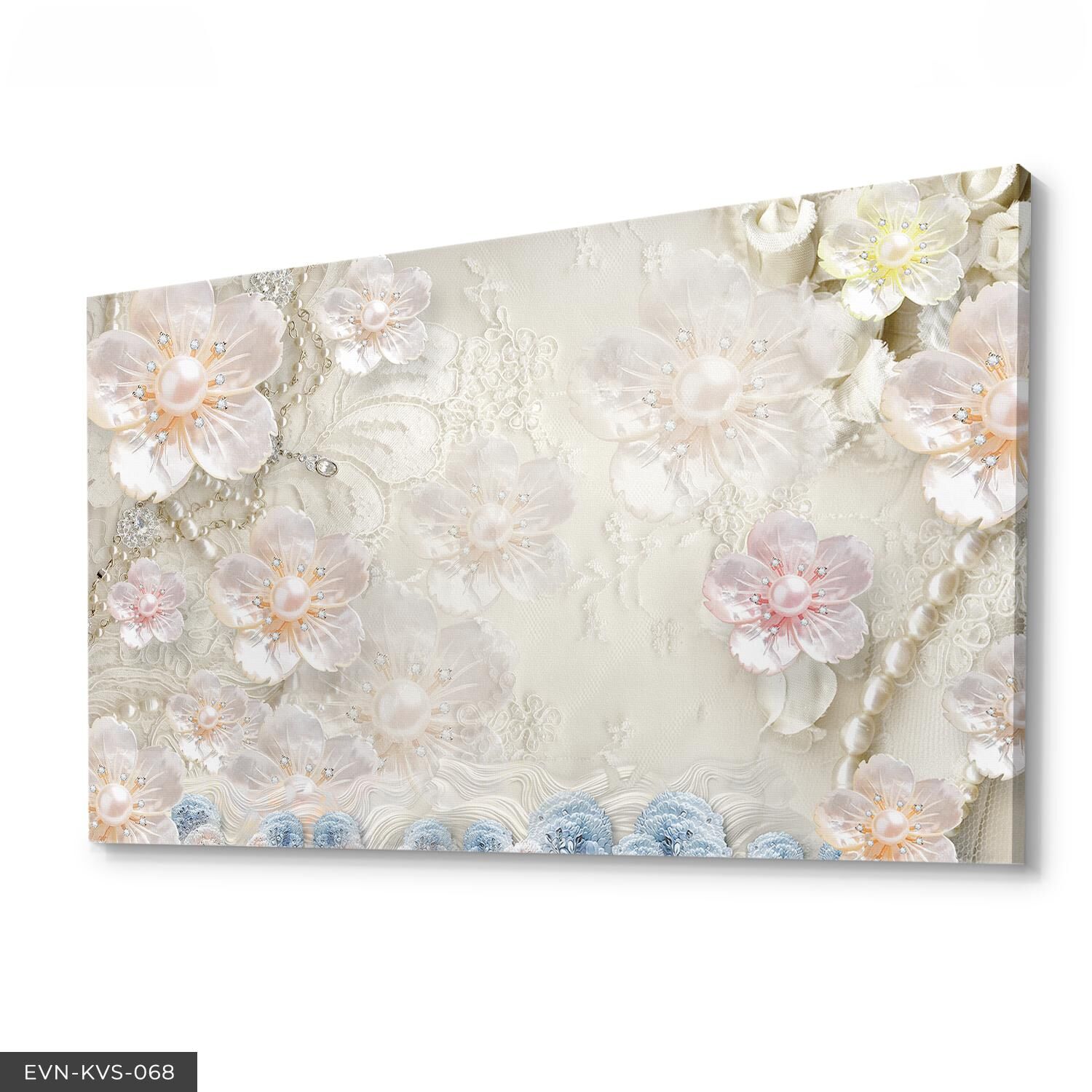 Incili Çiçek Tek Parça Kanvas Canvas Tablo Tablo 40 x 30 CM - Çok Renkli