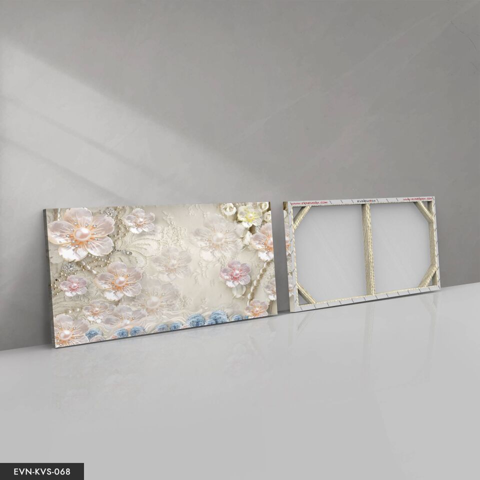 Incili Çiçek Tek Parça Kanvas Canvas Tablo Tablo 40 x 30 CM - Çok Renkli