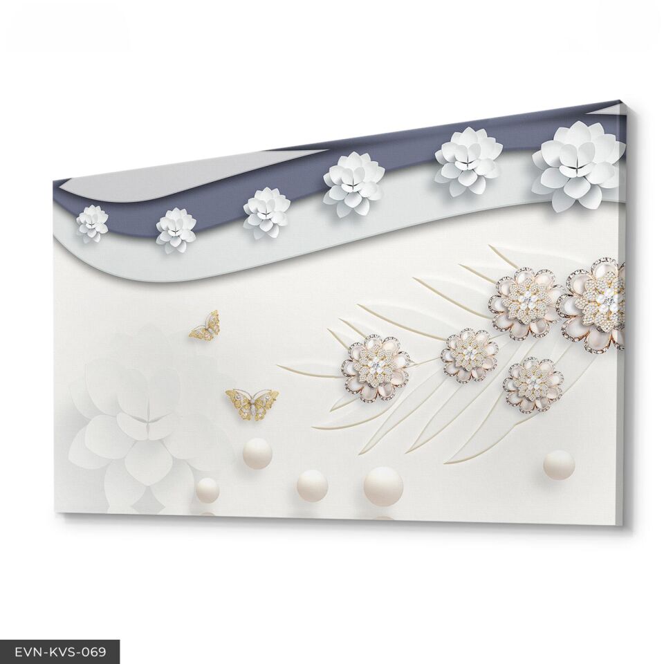 Incili Kelebek Tek Parça Kanvas Canvas Tablo Tablo