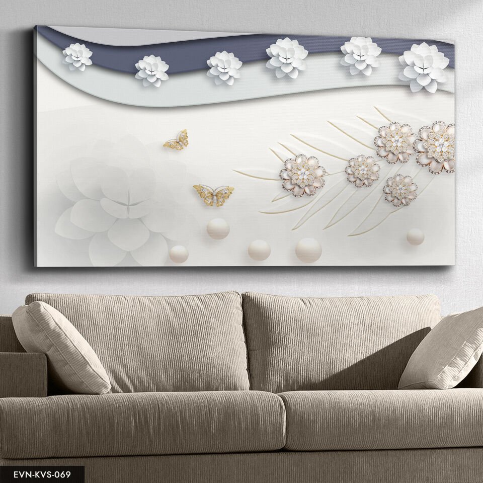 Incili Kelebek Tek Parça Kanvas Canvas Tablo Tablo