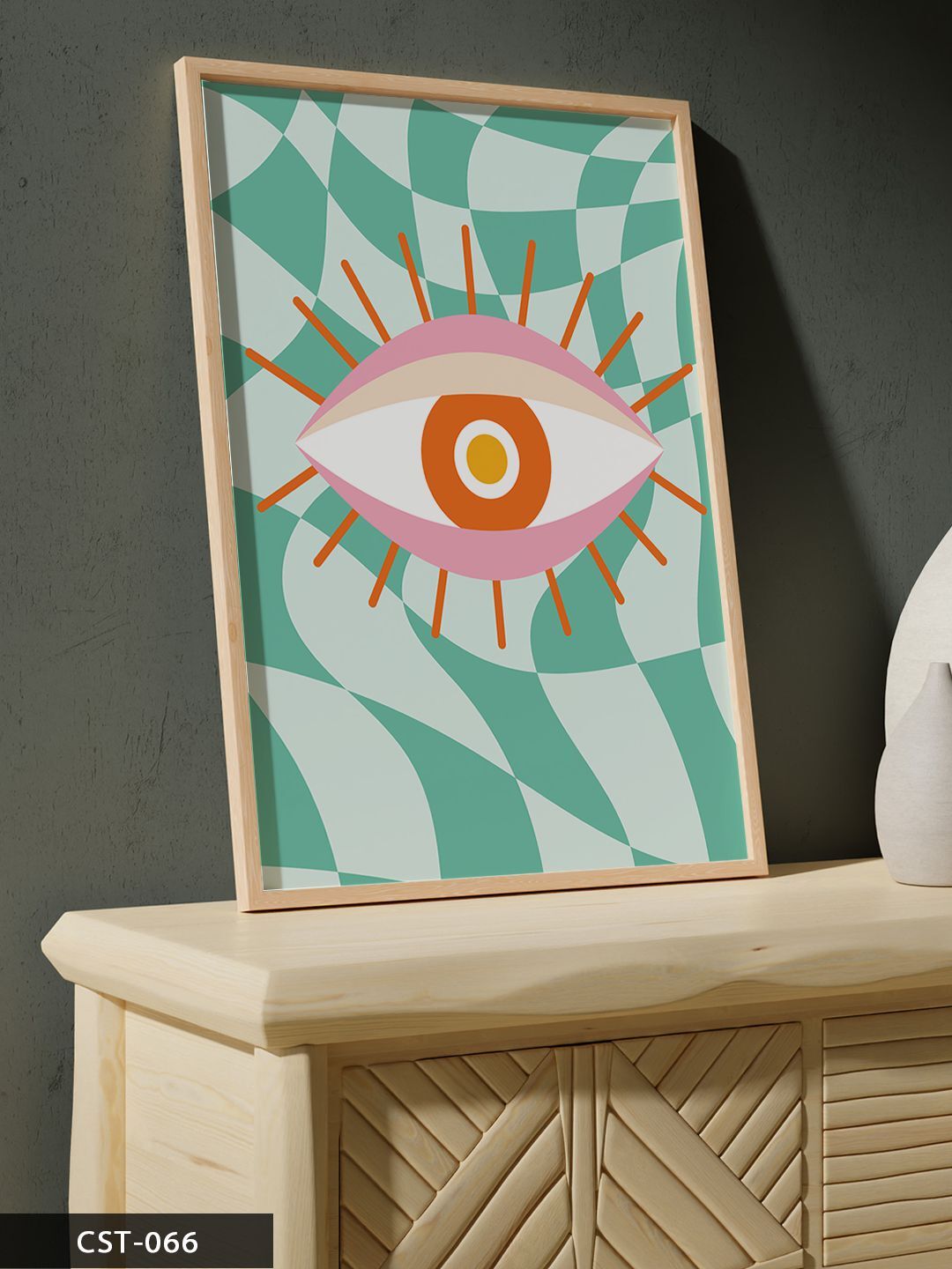 Renkli Göz Tek Parça Ahşap Çerçeveli Tablo Naturel - 20 x 30 CM