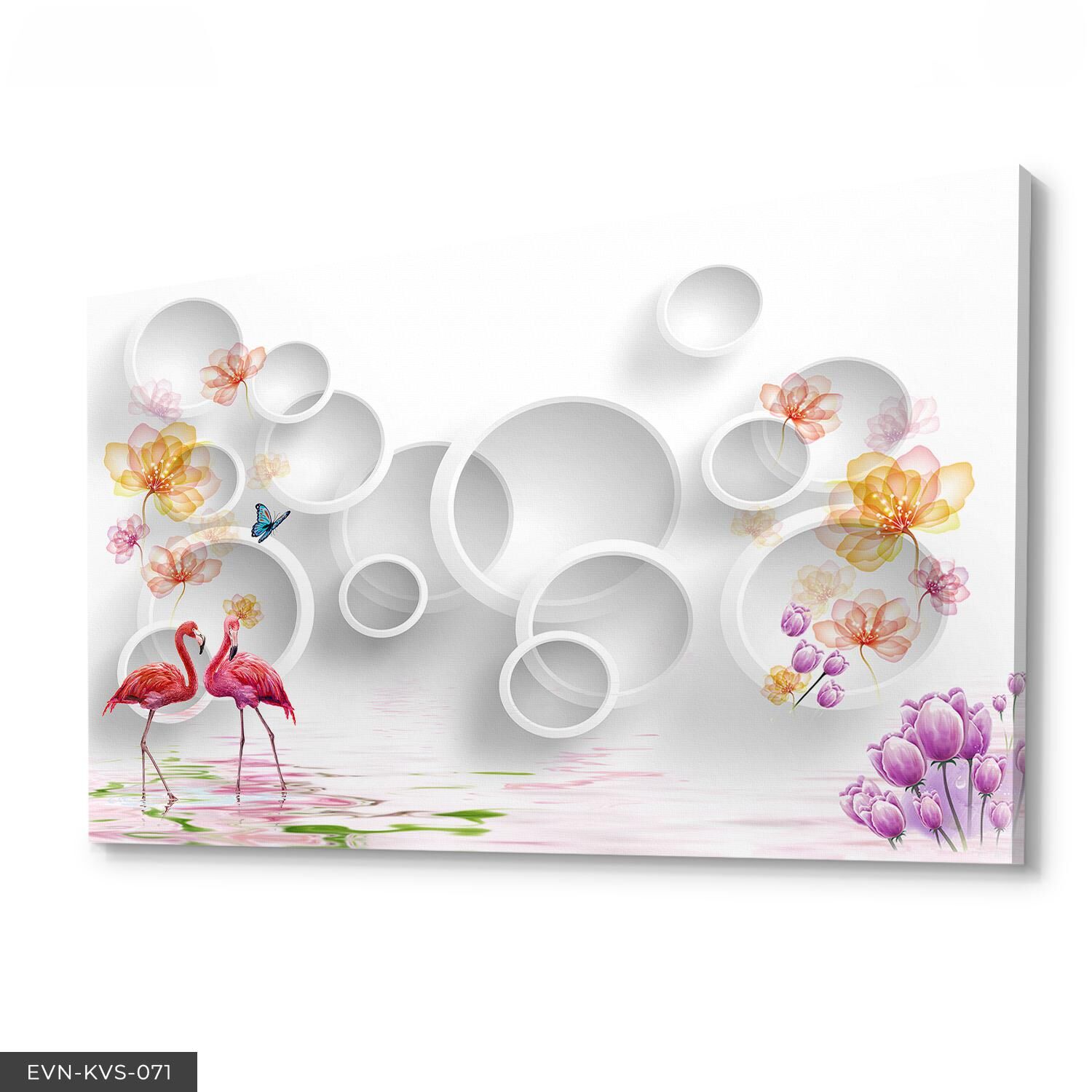 Flamingo Tek Parça Kanvas Canvas Tablo Tablo 40 x 30 CM - Çok Renkli