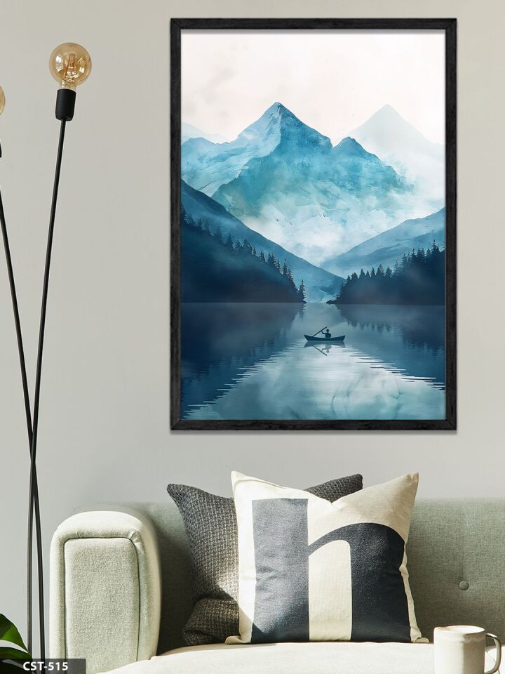 Yansıma Manzara Tek Parça Ahşap Çerçeveli Tablo Siyah - 40 x 60 CM