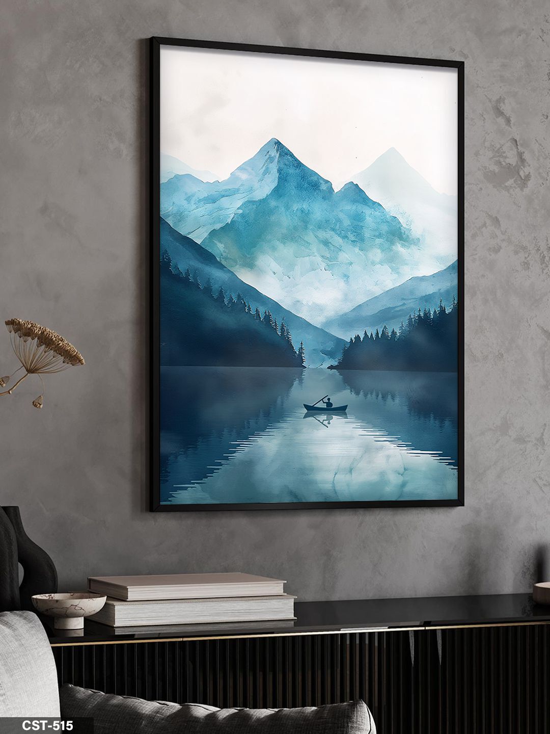 Yansıma Manzara Tek Parça Ahşap Çerçeveli Tablo Siyah - 40 x 60 CM