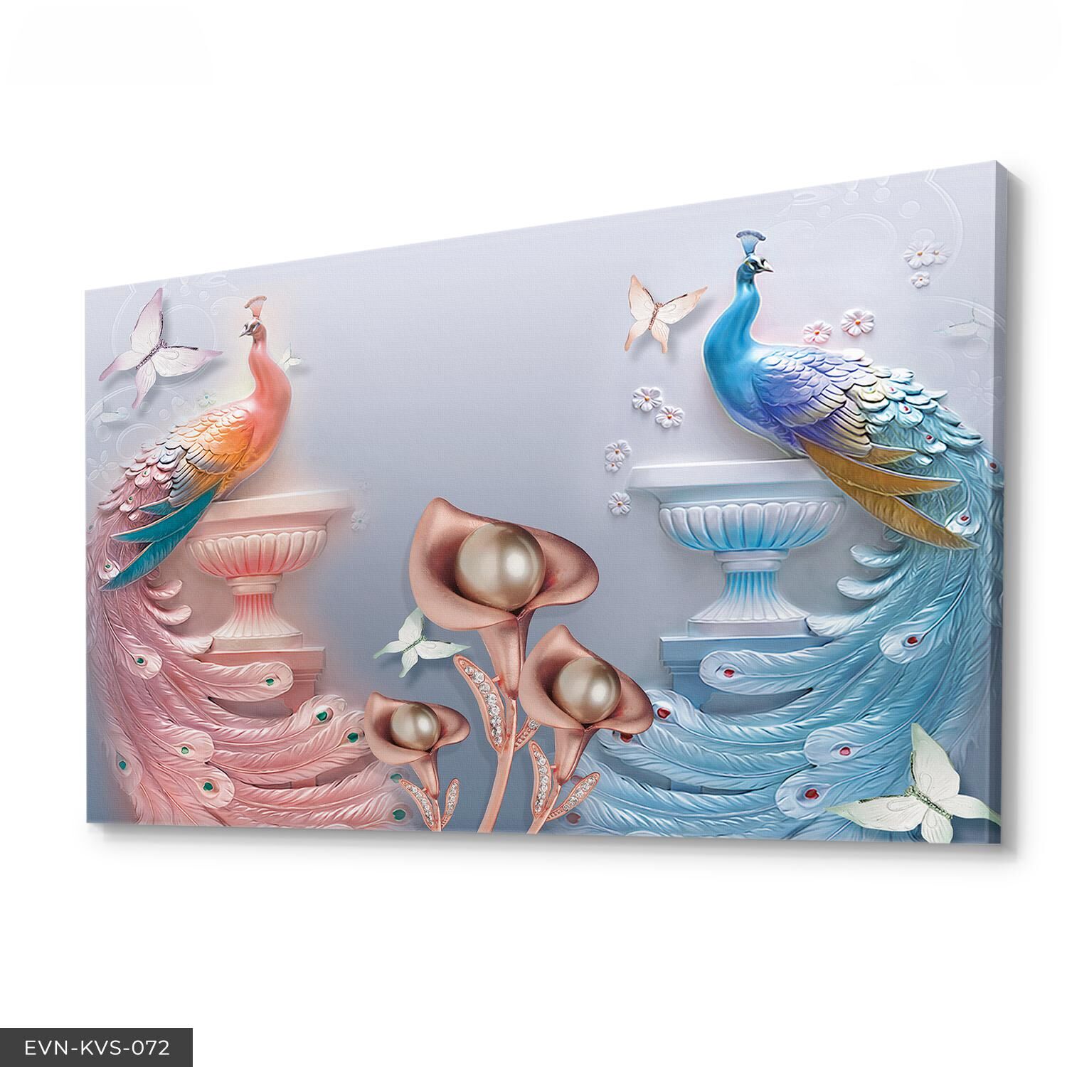 Tavus Kuşu Tek Parça Kanvas Canvas Tablo Tablo 40 x 30 CM - Çok Renkli