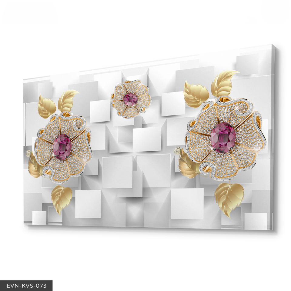 Pembe Yakutlu Çiçek Tek Parça Kanvas Canvas Tablo Tablo