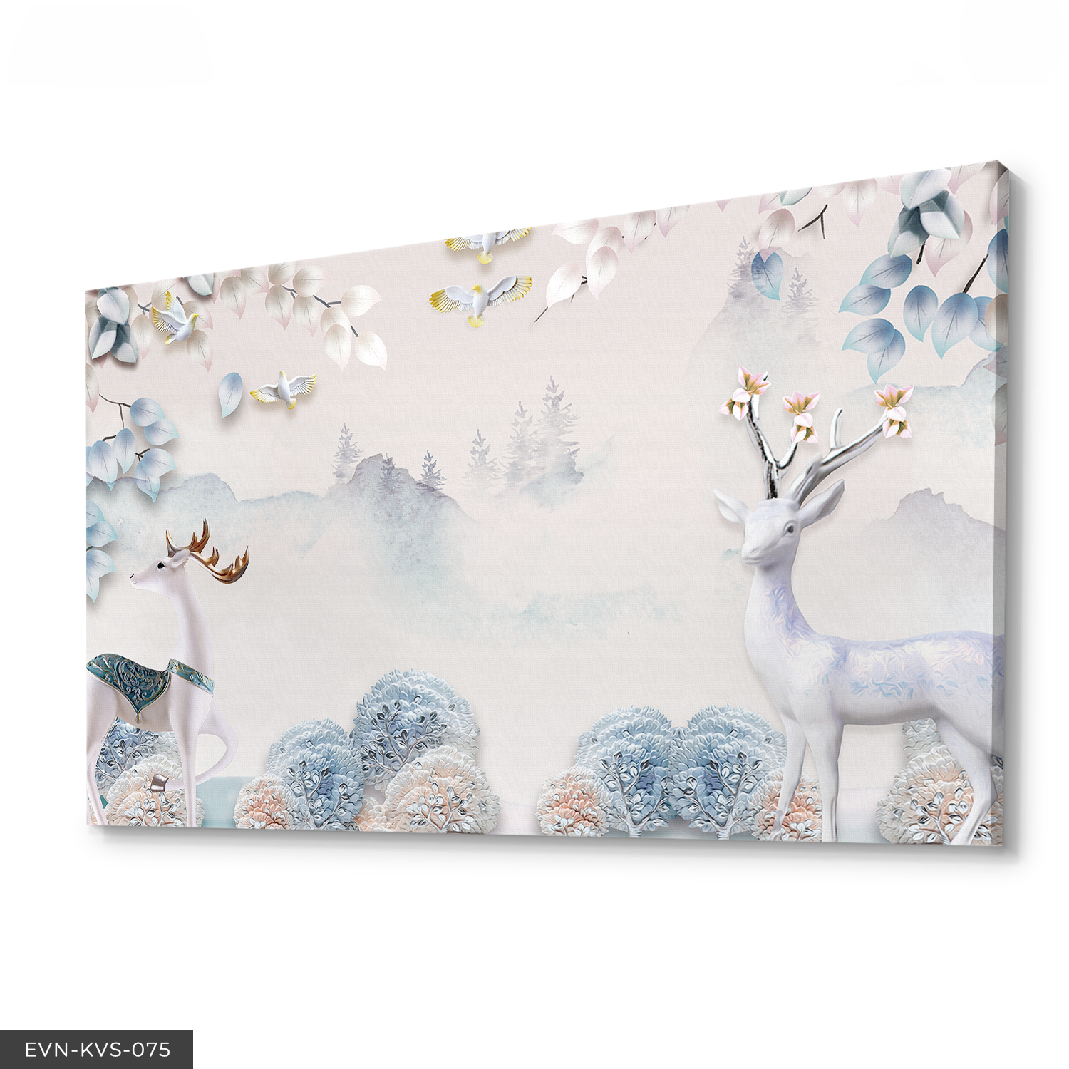 Altın Boynuzlu Geyik Tek Parça Kanvas Canvas Tablo Tablo