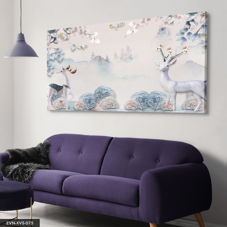 Altın Boynuzlu Geyik Tek Parça Kanvas Canvas Tablo Tablo