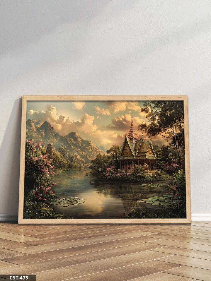 Tapınak Tek Parça Ahşap Çerçeveli Tablo Naturel - 30 x 40 CM