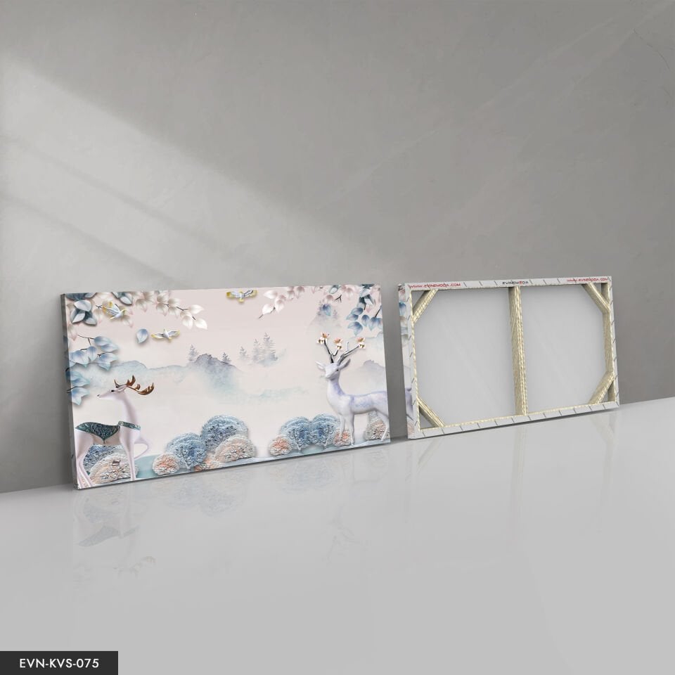 Altın Boynuzlu Geyik Tek Parça Kanvas Canvas Tablo Tablo