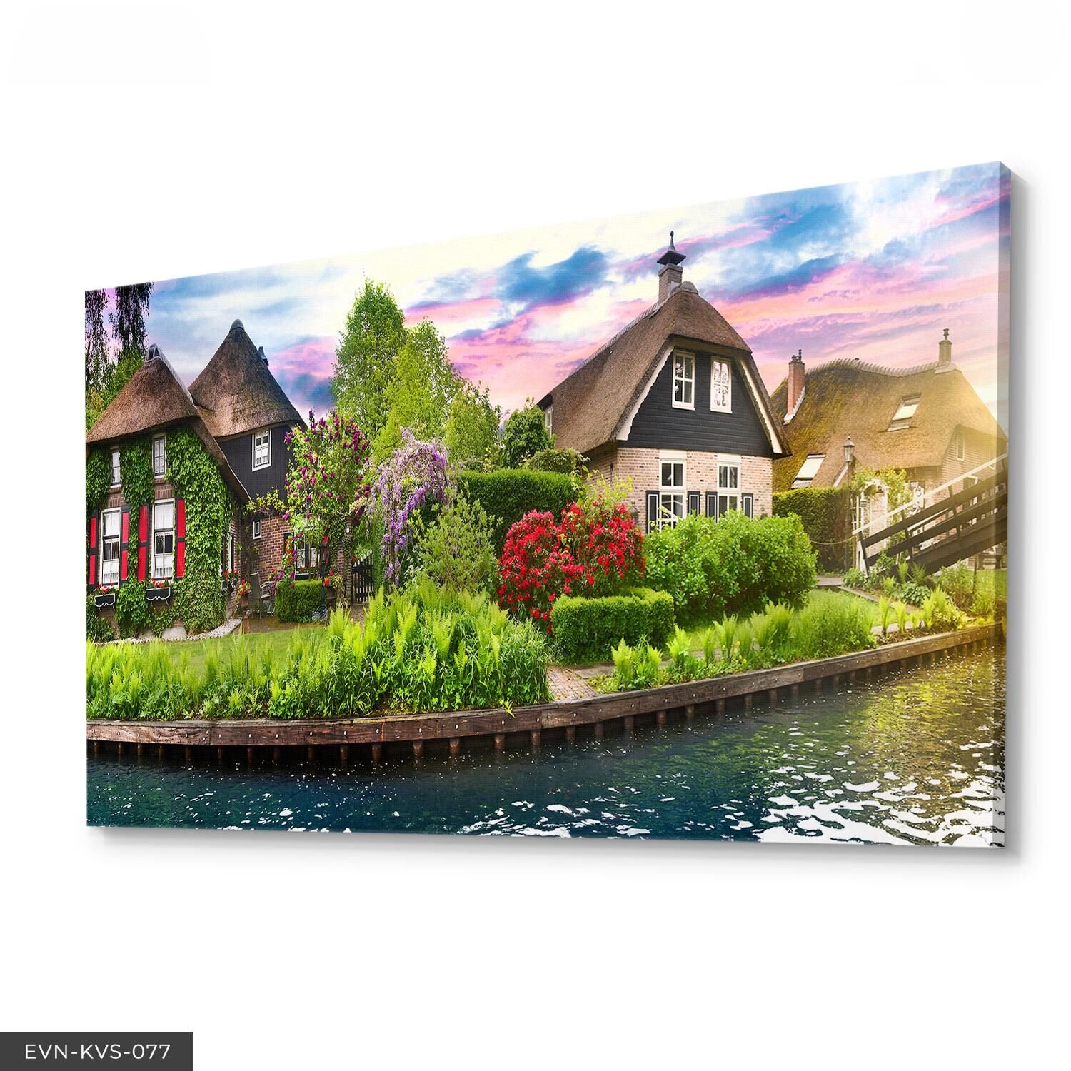 Doğa Ve Evler Tek Parça Kanvas Canvas Tablo Tablo 40 x 30 CM - Çok Renkli