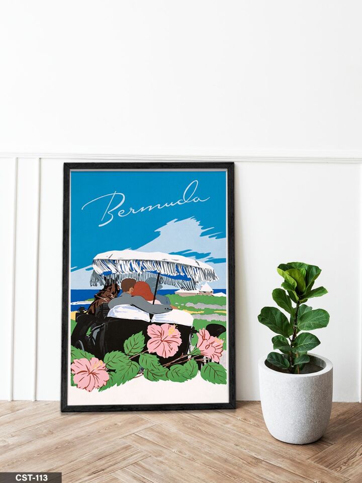 Sevgililer Tek Parça Ahşap Çerçeveli Tablo Siyah - 30 x 40 CM