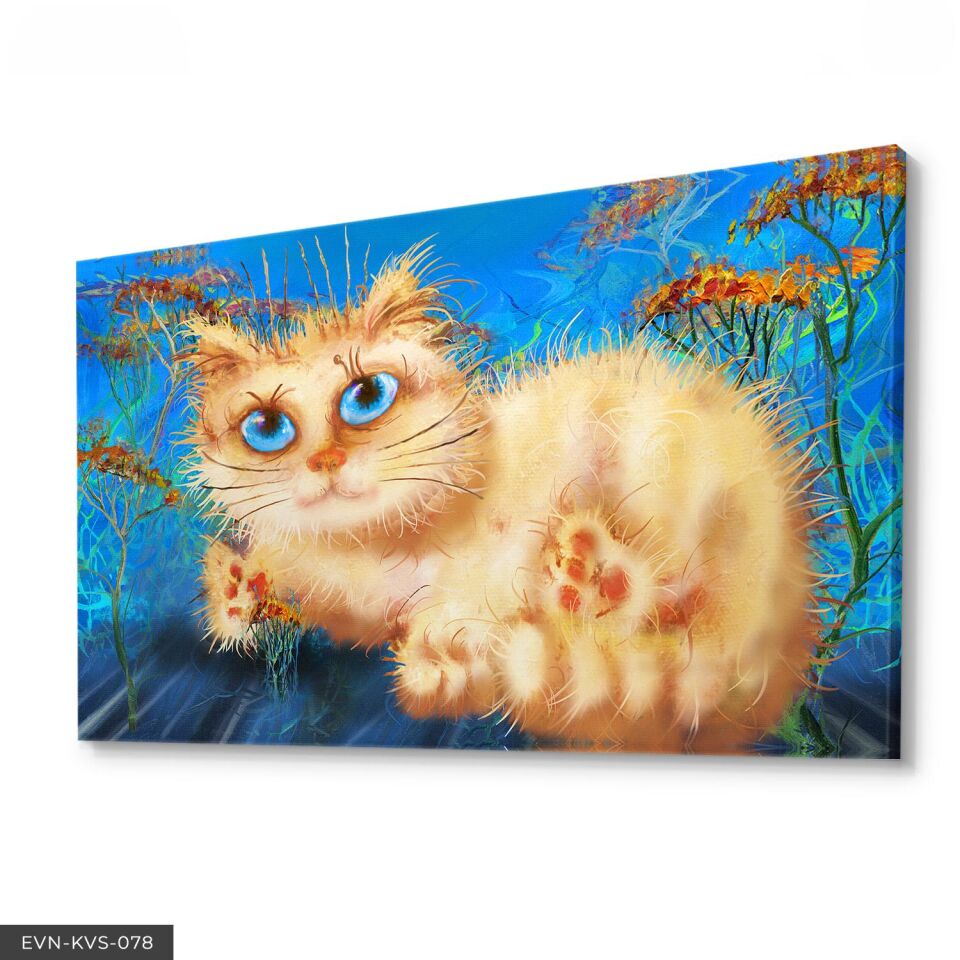 Sevimli Kedi Tek Parça Kanvas Canvas Tablo Tablo