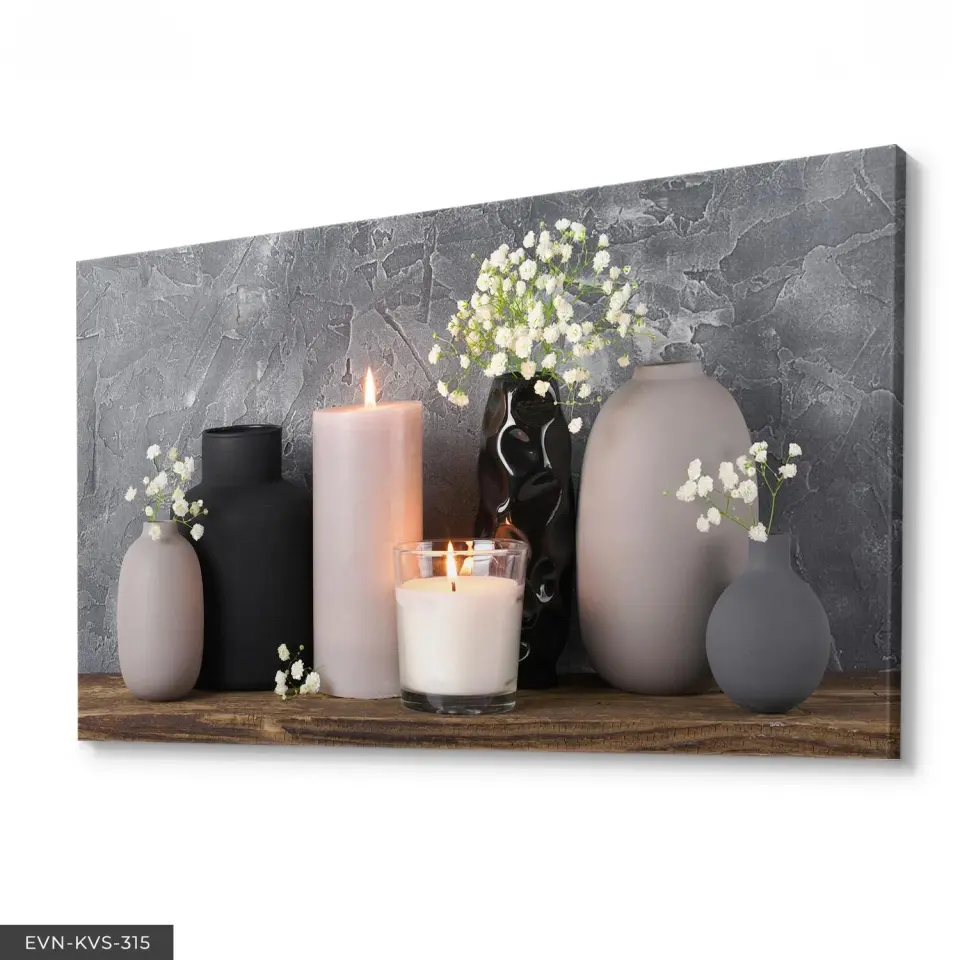 Mum Vazo Çiçekler Tek Parça Kanvas - Canvas Tablo | WEB'E ÖZEL FİYAT