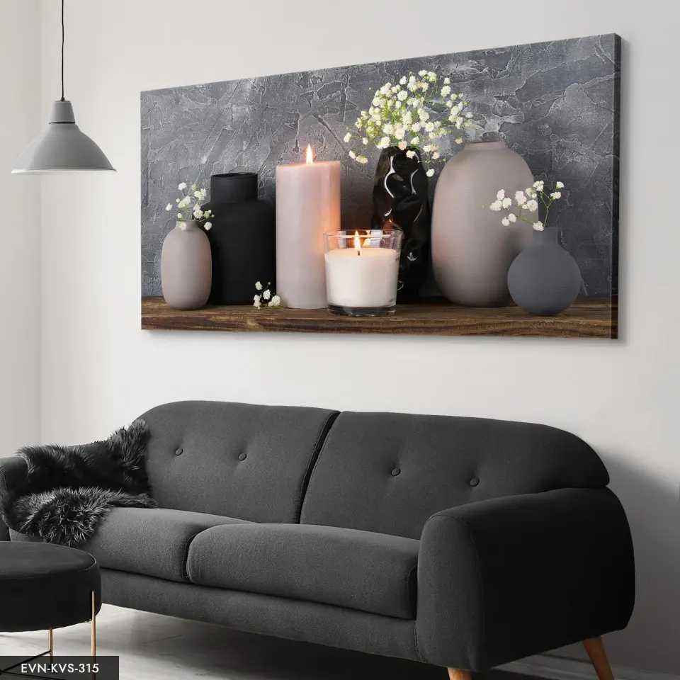 Mum Vazo Çiçekler Tek Parça Kanvas - Canvas Tablo | WEB'E ÖZEL FİYAT