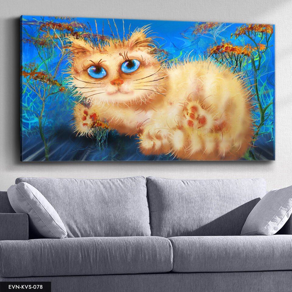 Sevimli Kedi Tek Parça Kanvas Canvas Tablo Tablo