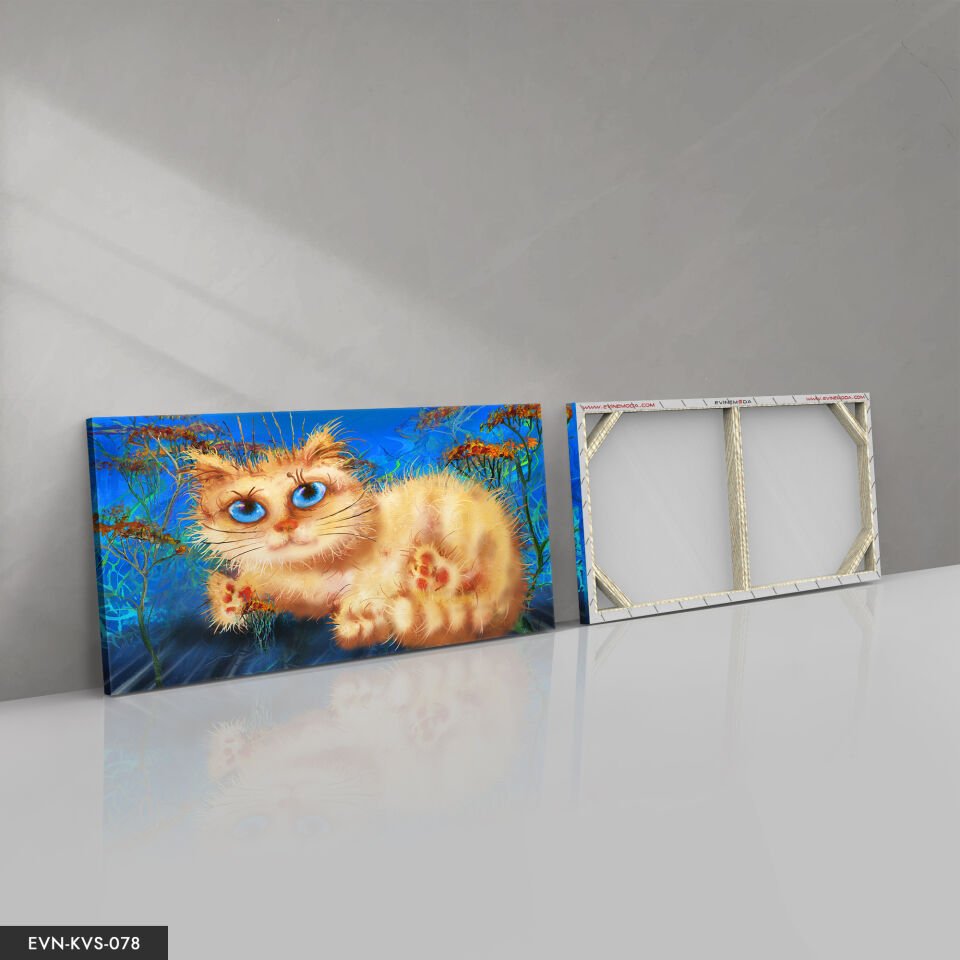 Sevimli Kedi Tek Parça Kanvas Canvas Tablo Tablo