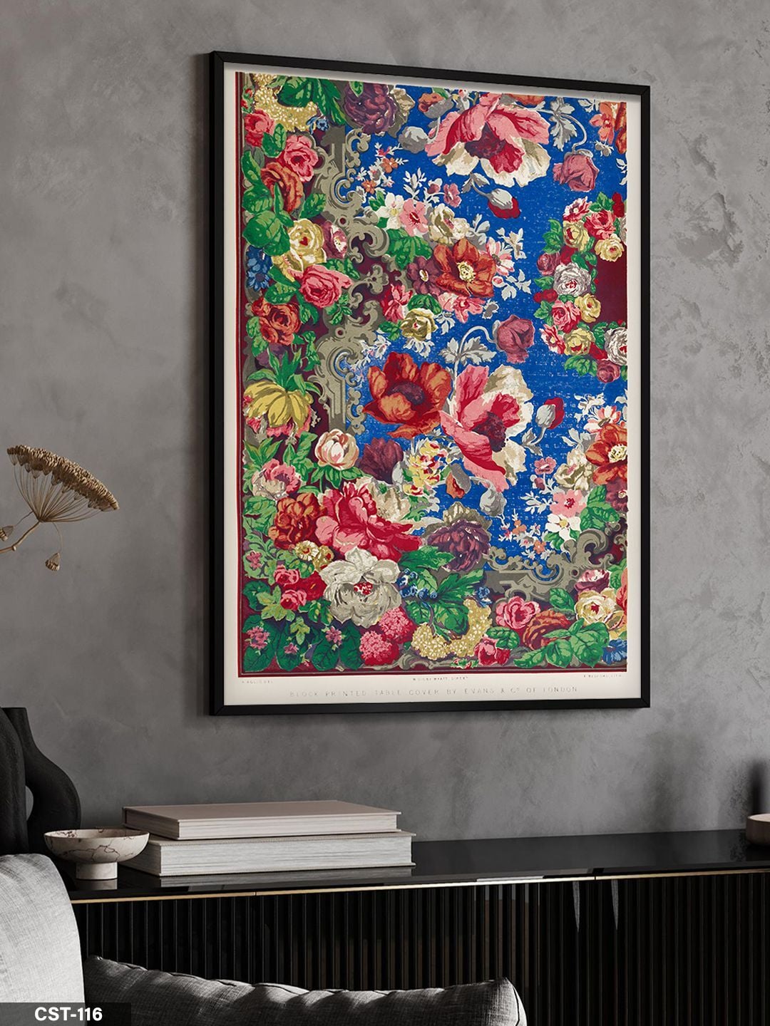 Renkli Çiçek Desen Tek Parça Ahşap Çerçeveli Tablo Siyah - 30 x 40 CM