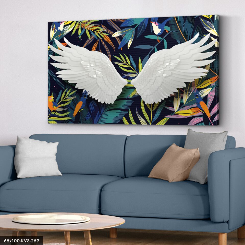 Beyaz Kanatlar Kanvas - Canvas Tablo 40 x 30 CM - Çok Renkli
