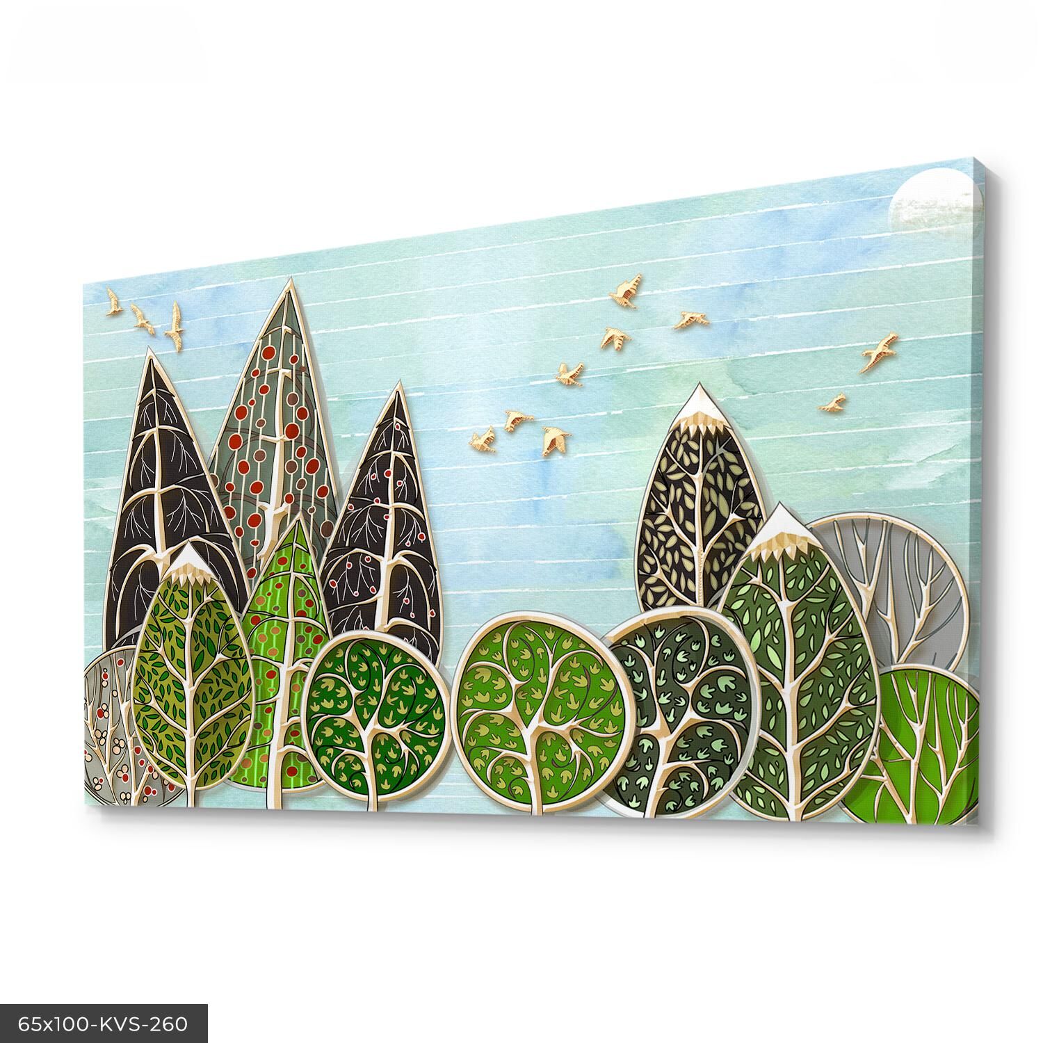 Soyut Doğa Sanat Kanvas - Canvas Tablo 40 x 30 CM - Çok Renkli