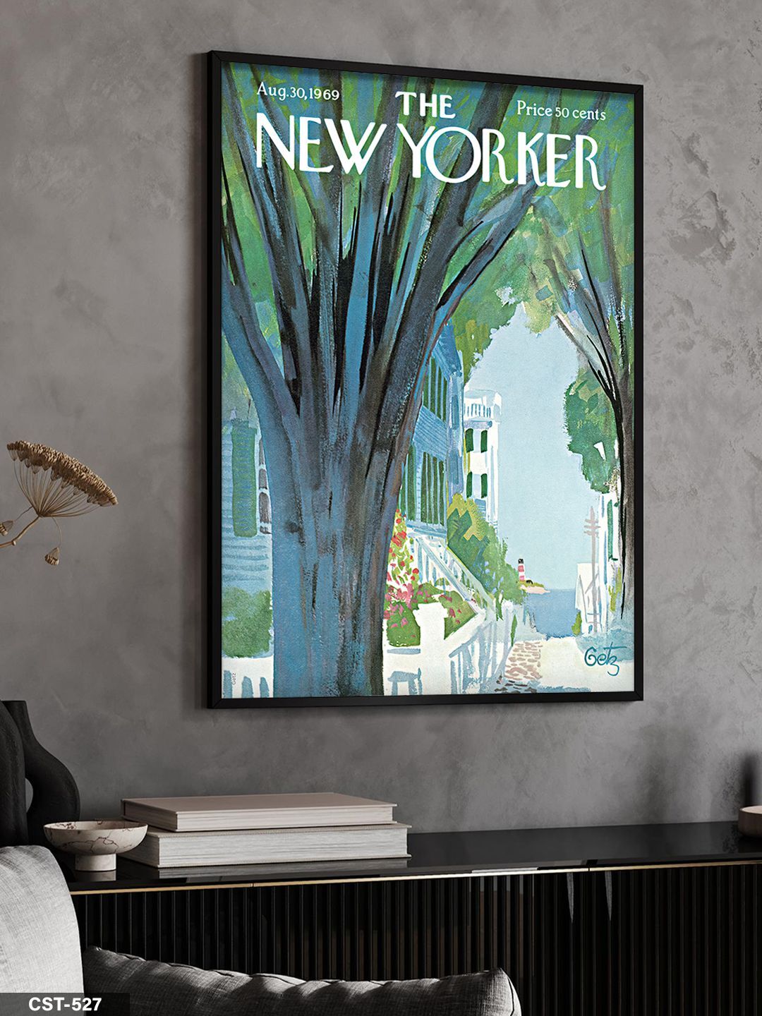 The New Yorker Poster Tek Parça Ahşap Çerçeveli Tablo Siyah - 40 x 60 CM