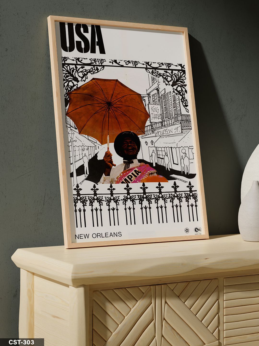 New Orleans Tek Parça Ahşap Çerçeveli Tablo Naturel - 50 x 70 CM