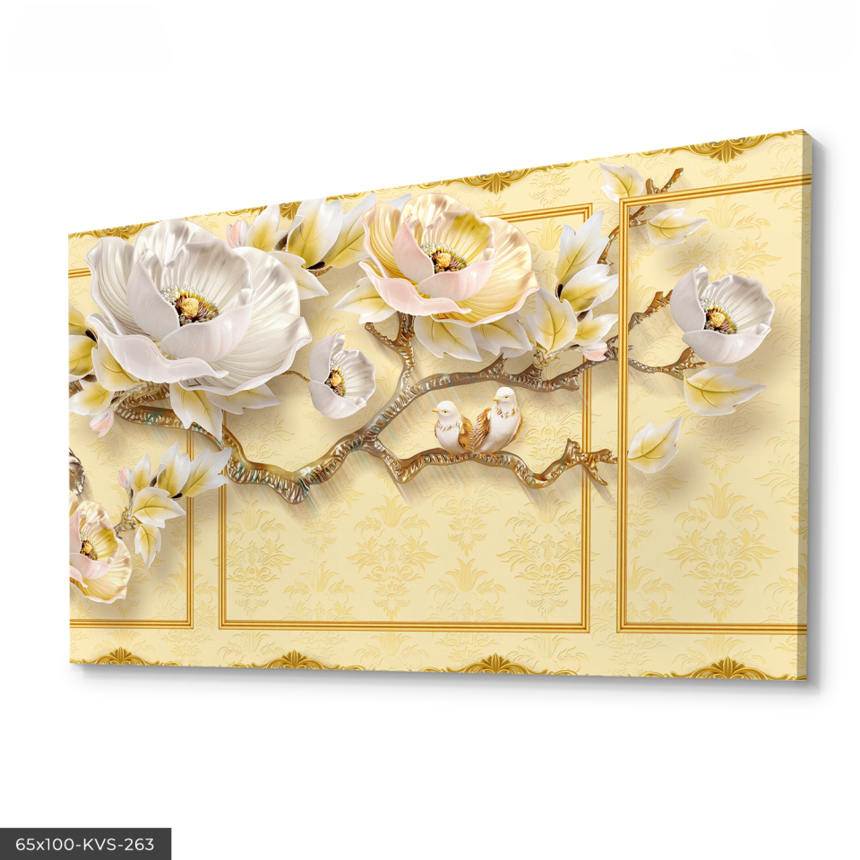 Gold Çiçekler Kanvas - Canvas Tablo