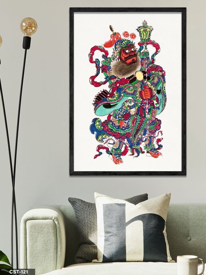 Soyut Renkli Figür Desen Tek Parça Ahşap Çerçeveli Tablo Siyah - 30 x 40 CM