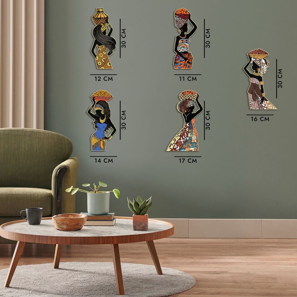 Afrikalı Kadınlar Etnik 5 Parça Duvar Dekorasyon Ürünü | WEB'E ÖZEL FİYAT