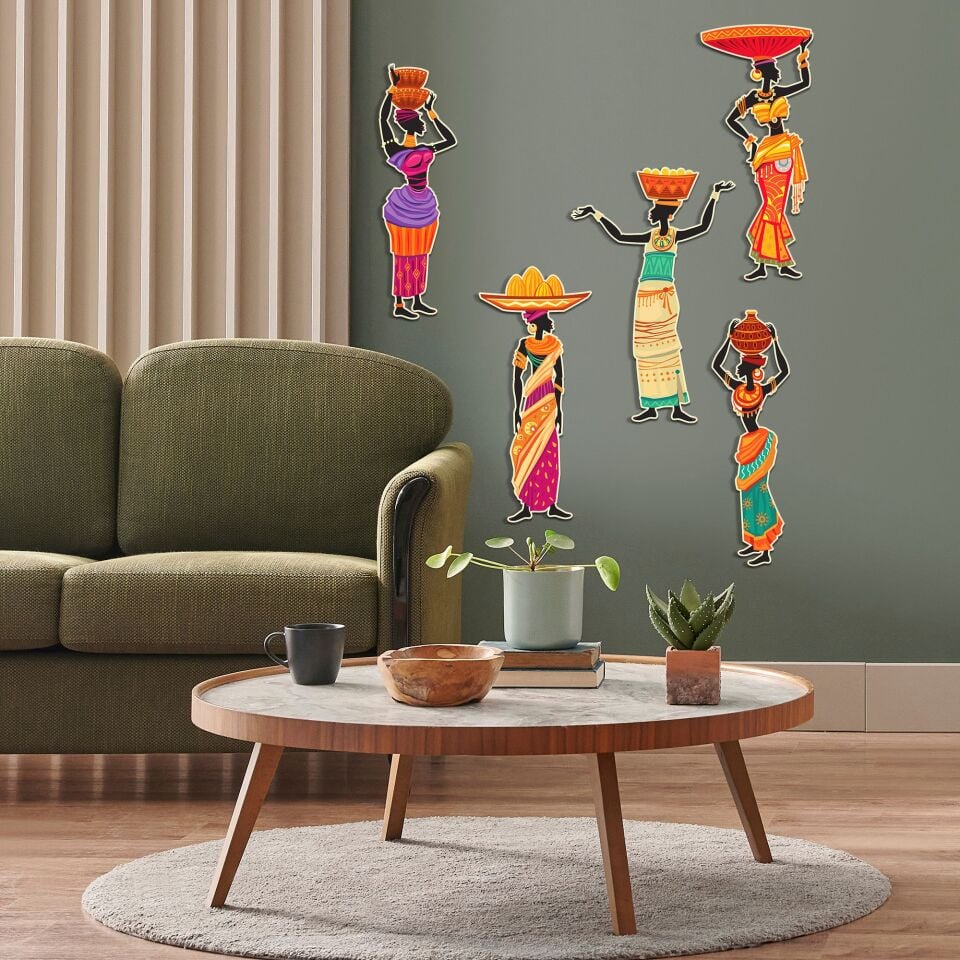 Afrikalı Kadınlar Etnik 5 Parça Duvar Dekorasyon Ürünü | WEB'E ÖZEL FİYAT