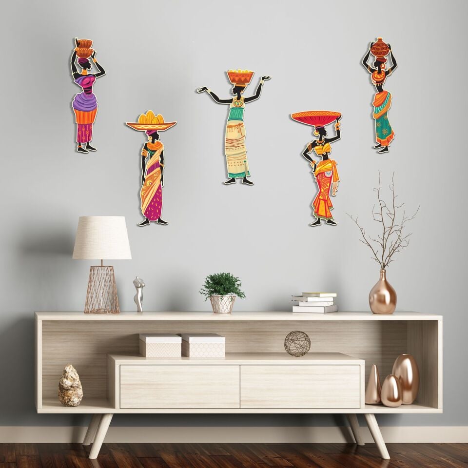 Afrikalı Kadınlar Etnik 5 Parça Duvar Dekorasyon Ürünü | WEB'E ÖZEL FİYAT