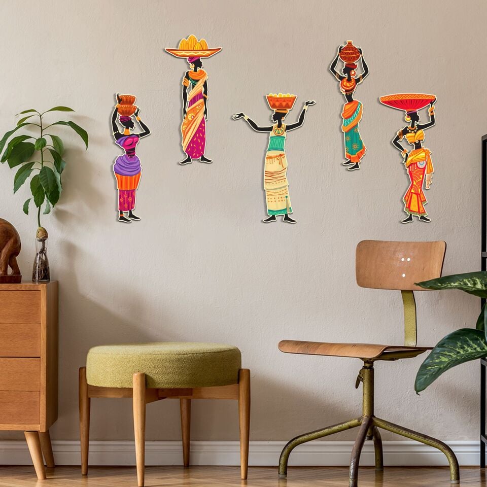 Afrikalı Kadınlar Etnik 5 Parça Duvar Dekorasyon Ürünü | WEB'E ÖZEL FİYAT