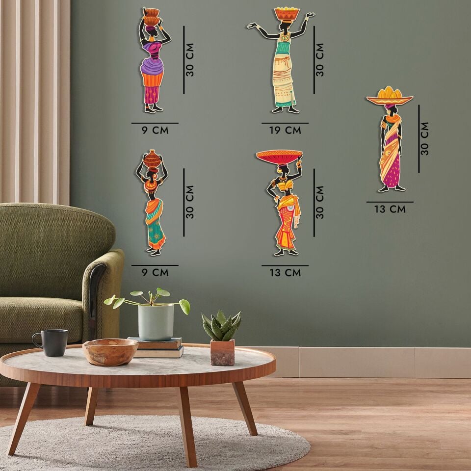 Afrikalı Kadınlar Etnik 5 Parça Duvar Dekorasyon Ürünü | WEB'E ÖZEL FİYAT