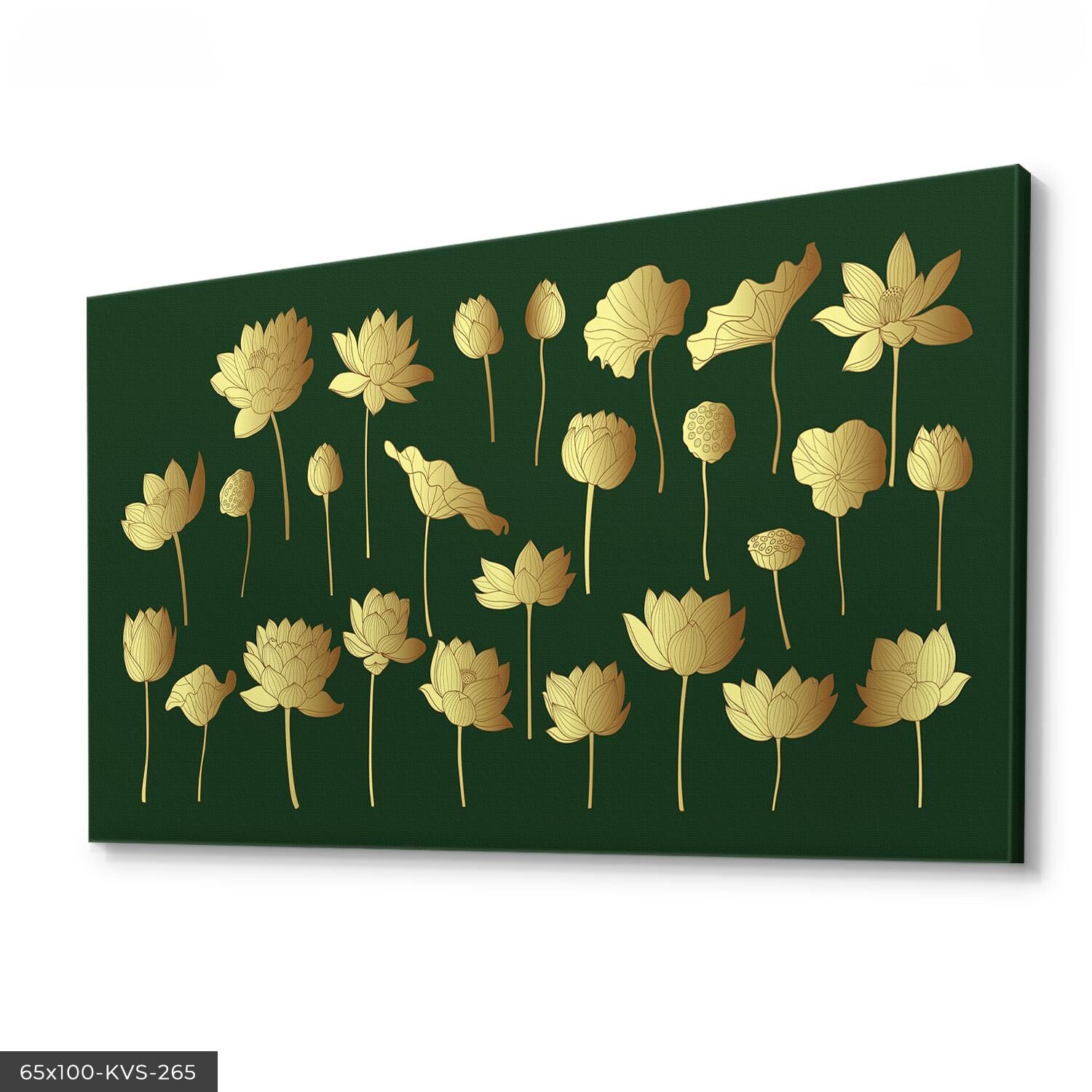 Gold Çiçekler Kanvas - Canvas Tablo 40 x 30 CM - Çok Renkli