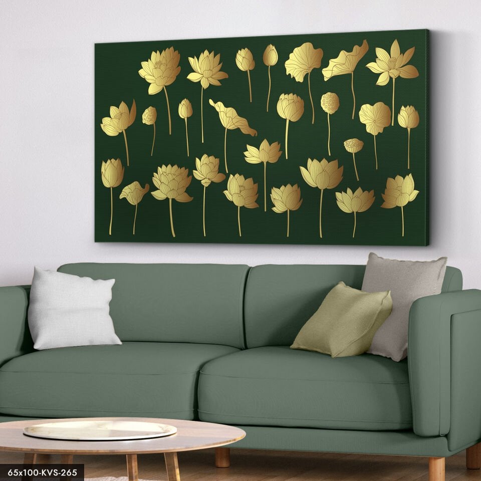 Gold Çiçekler Kanvas - Canvas Tablo