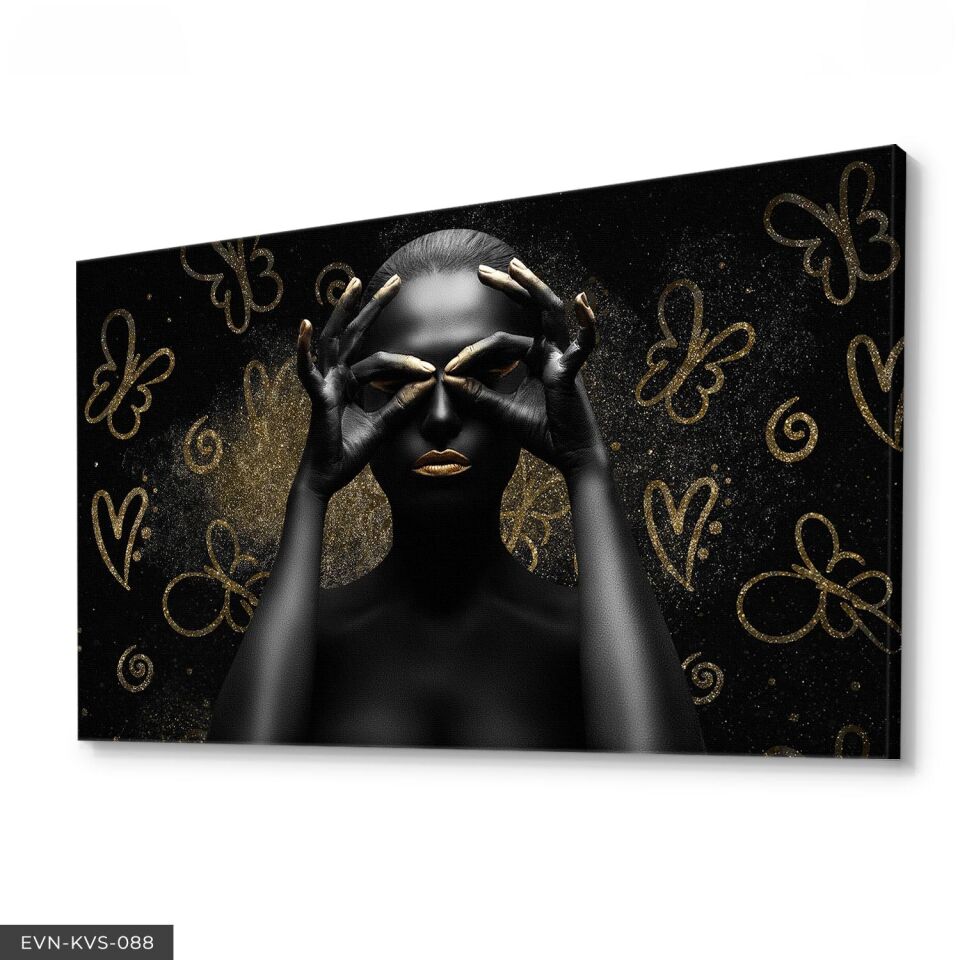 Siyahi Kadın Tek Parça Kanvas Canvas Tablo Tablo