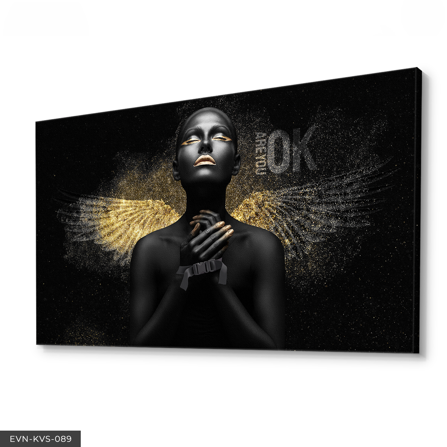 Siyahi Melek Kadın Tek Parça Kanvas Canvas Tablo Tablo