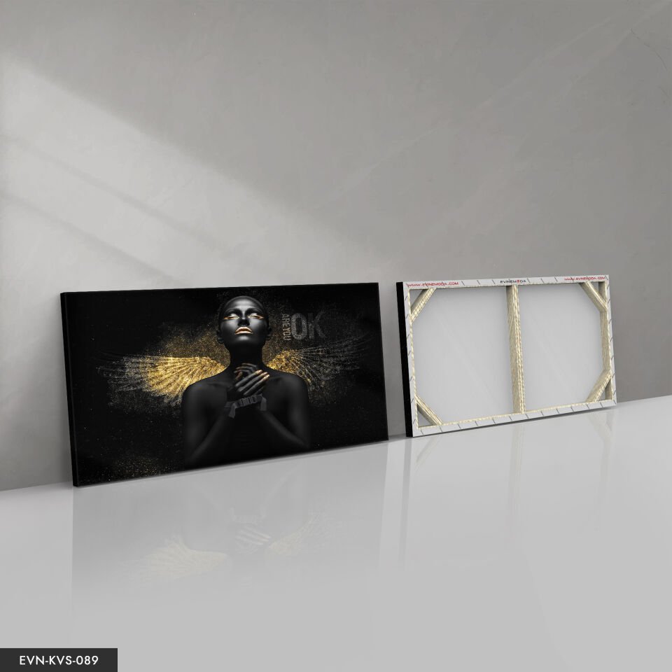 Siyahi Melek Kadın Tek Parça Kanvas Canvas Tablo Tablo