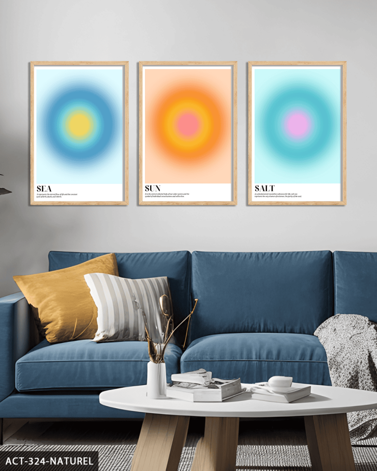 Aura Sea Sun Salt 3 Parça Ahşap Çerçeveli Tablo ACT Naturel - 30 x 40 CM