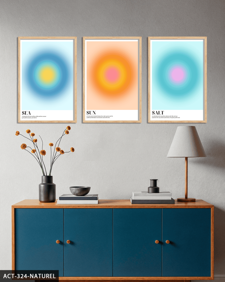 Aura Sea Sun Salt 3 Parça Ahşap Çerçeveli Tablo ACT Naturel - 30 x 40 CM
