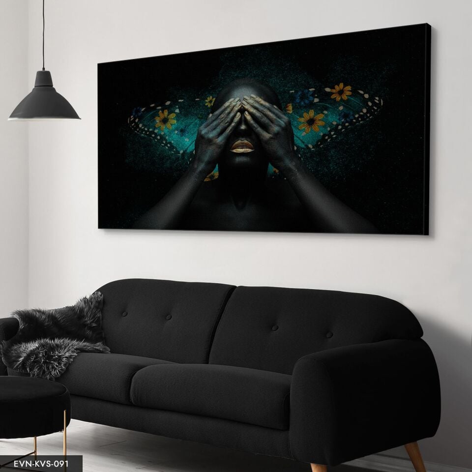 Siyahi Kadın Tek Parça Kanvas Canvas Tablo Tablo 40 x 30 CM - Çok Renkli