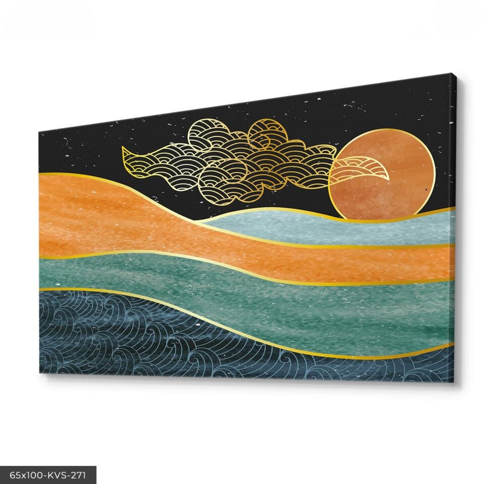 Soyut Sanat Kanvas - Canvas Tablo 140 x 90 CM - Çok Renkli