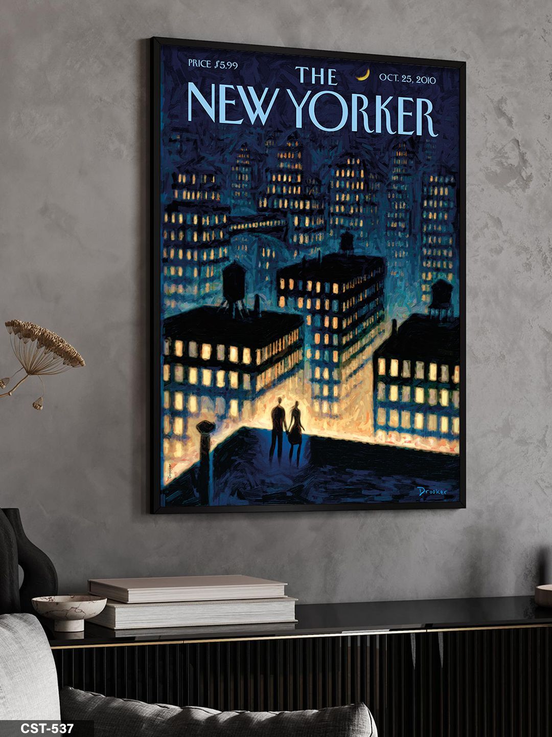 The New Yorker Poster Tek Parça Ahşap Çerçeveli Tablo Siyah - 40 x 60 CM