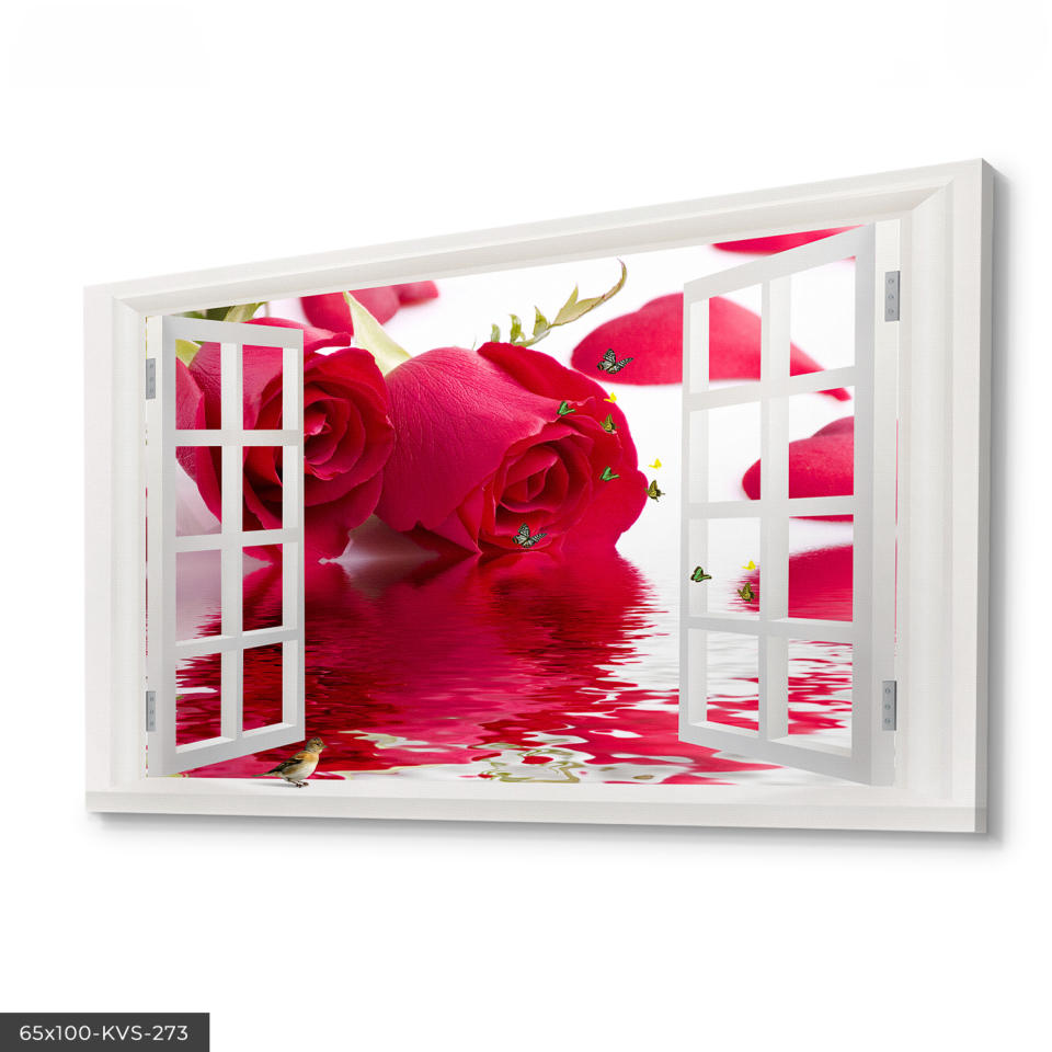 Güllere Açılan Pencere Kanvas - Canvas Tablo