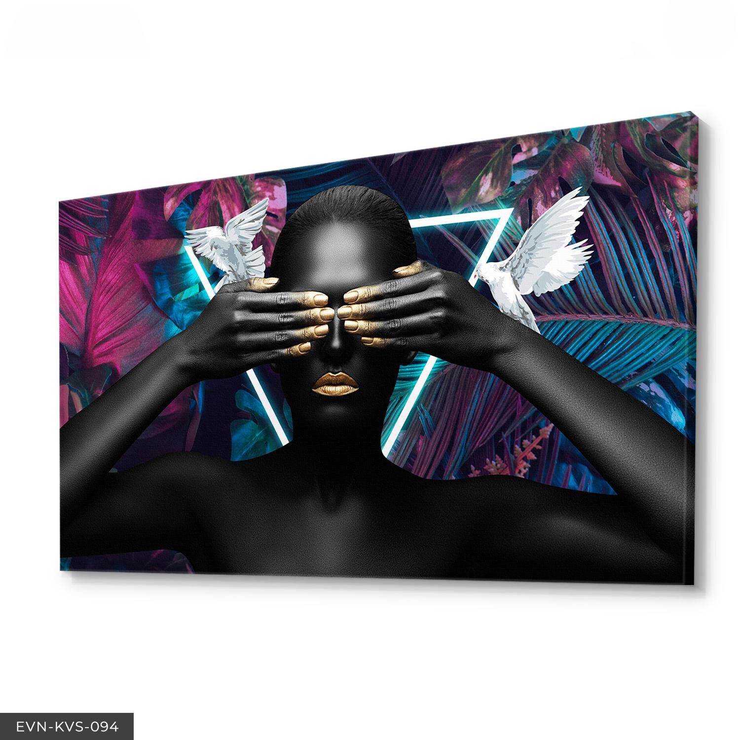 Siyahi Kadın Tek Parça Kanvas Canvas Tablo Tablo 40 x 30 CM - Çok Renkli