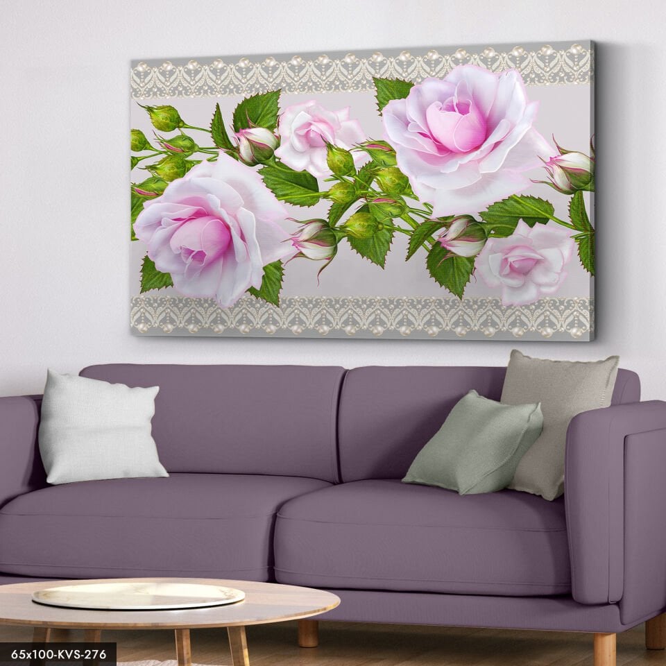 Pembe Çiçekler Kanvas - Canvas Tablo