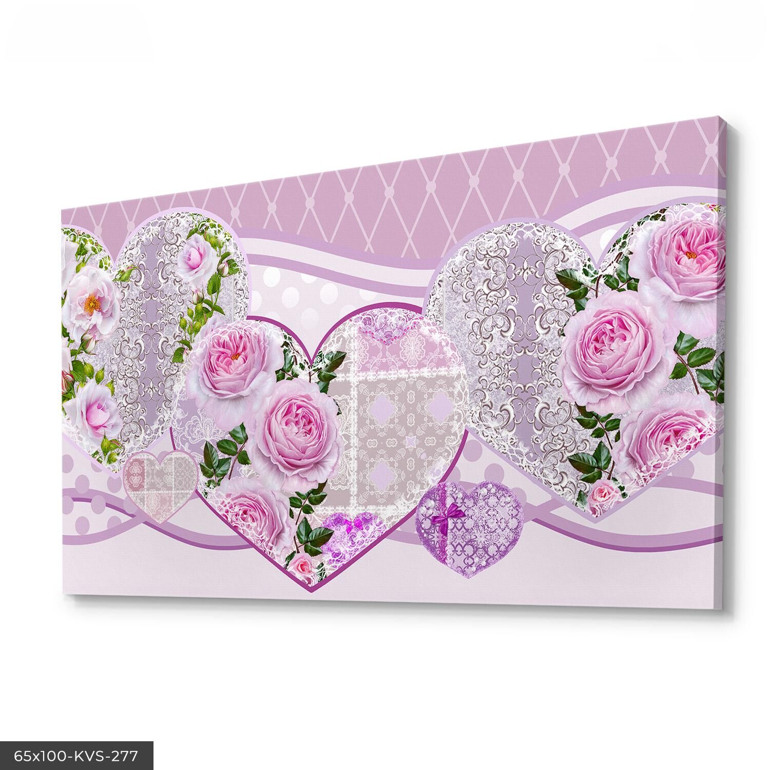 Pembe Çiçekler Kanvas - Canvas Tablo 40 x 30 CM - Çok Renkli