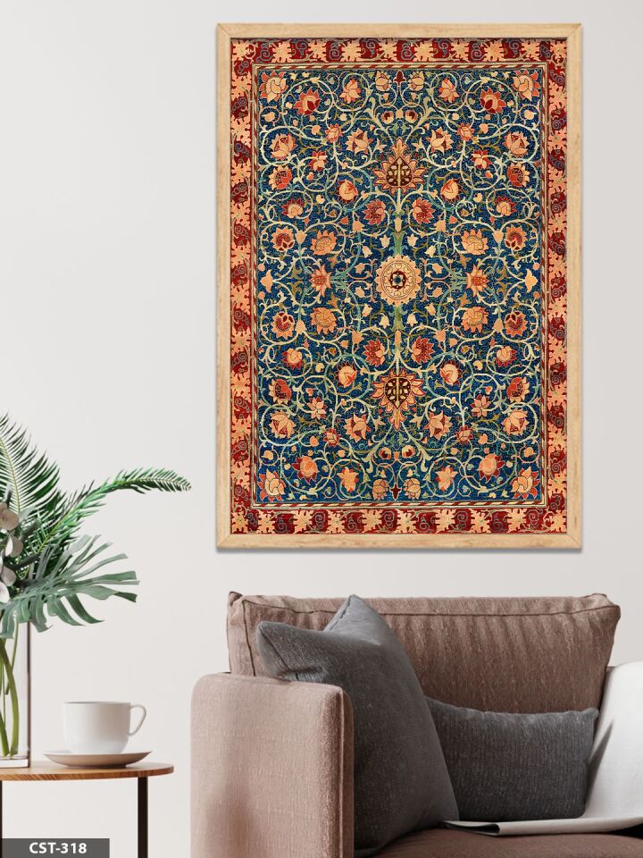 Geleneksel Anadolu Motifler Tek Parça Ahşap Çerçeveli Tablo Naturel - 50 x 70 CM