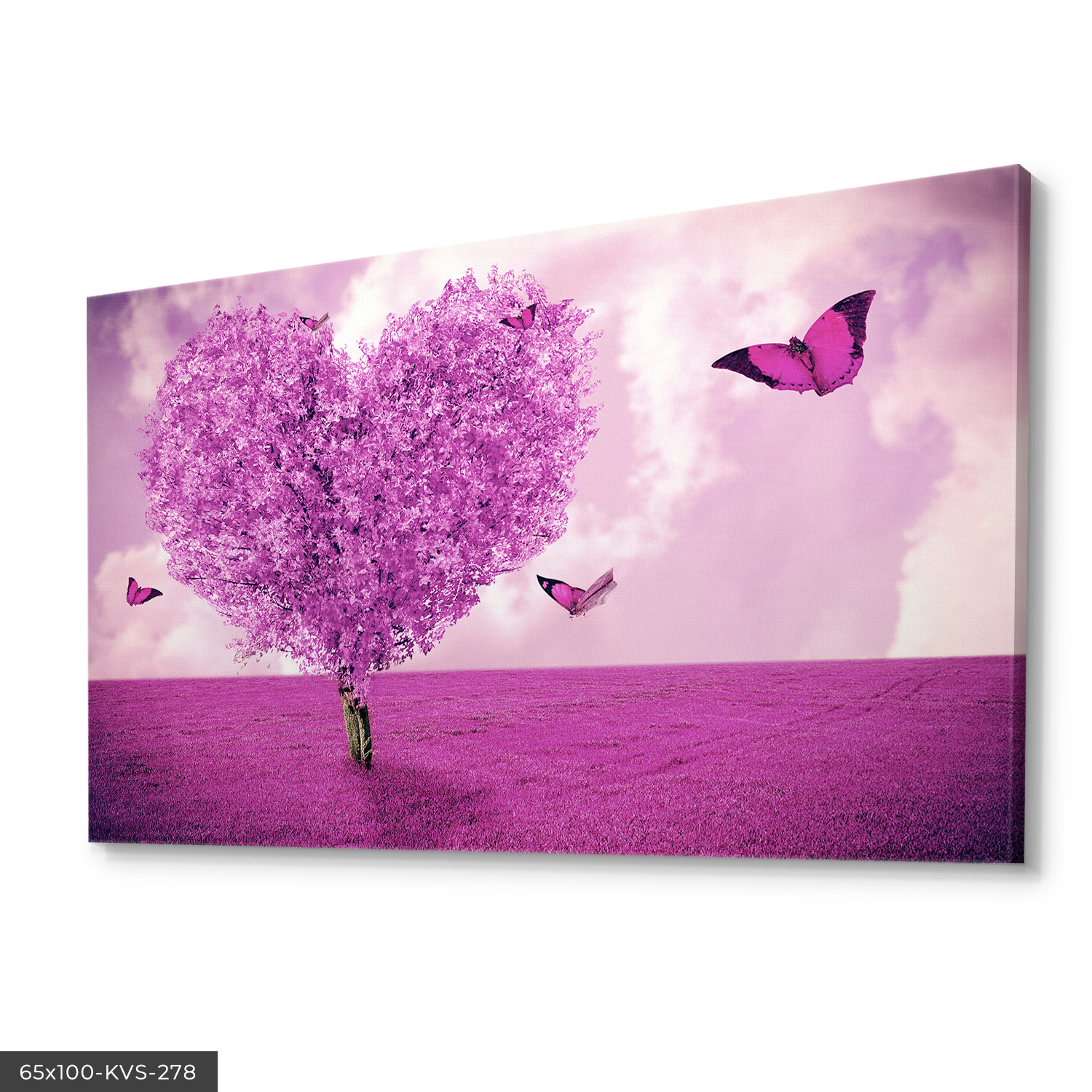 Mor Ağaç Kelebek Kanvas - Canvas Tablo